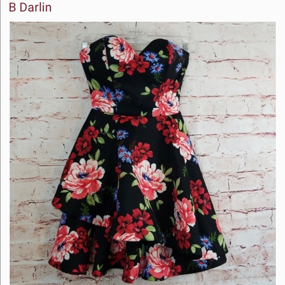 Strapless B Darlin floral dress